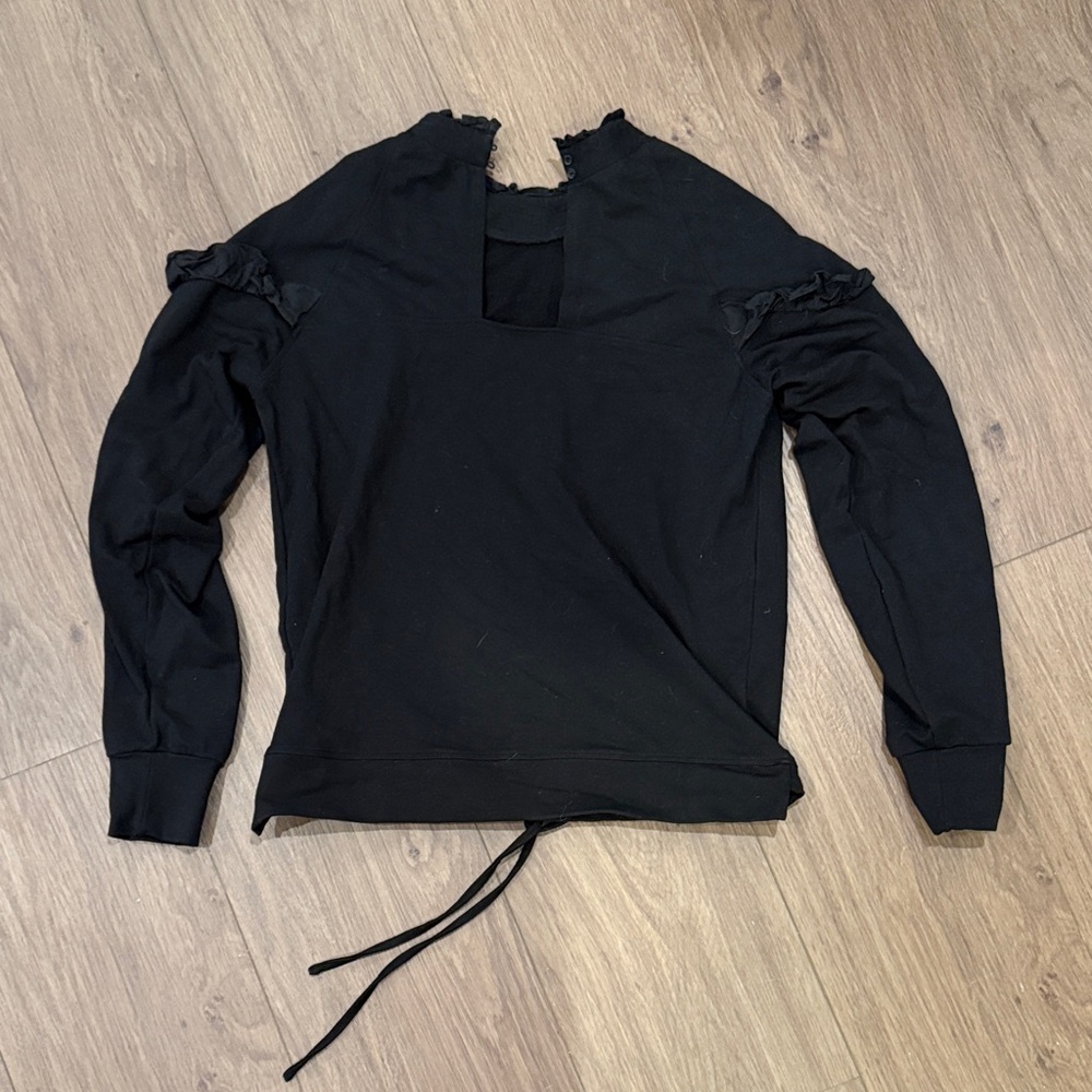 MELISSA NEPTON Black Ruffle Detail Hoodie